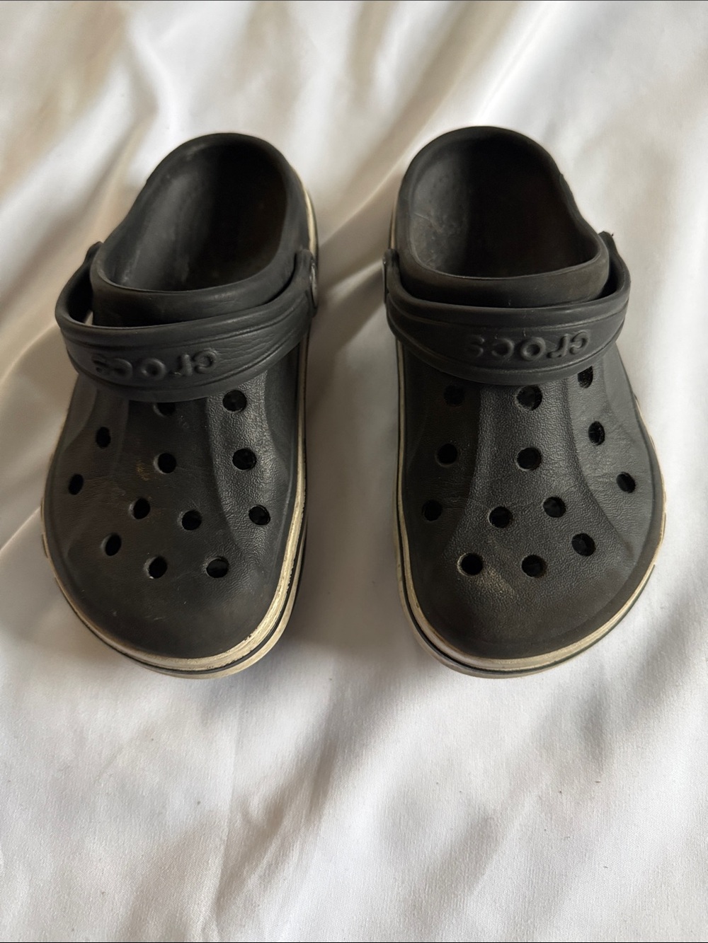 CROCS Kids Black Classic Clog with White Trim